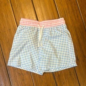 Marco & Lizzy Blue and Pink Gingham Swim Trunks Toddler Boy 4 NWT White Check